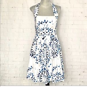 White and blue halter dress